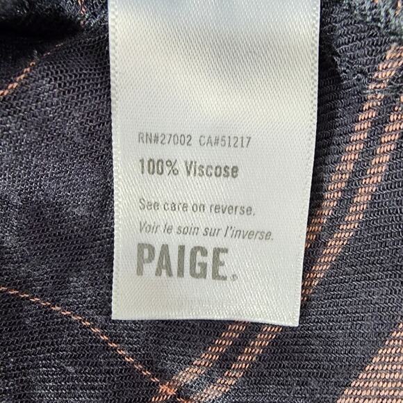 PAIGE Top Womens M Red Gray Clemence Plaid Long Sleeve Viscose Oversized Light - Picture 4 of 8